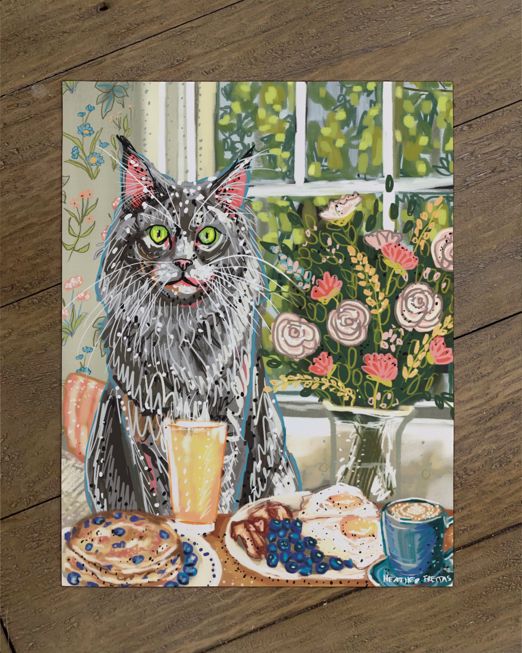Long Hair Gre Cat - Build Your Own Fancy Feast Cat Paper Print