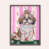 Shih Tzu Dog Framed Fine Art Canvas Print