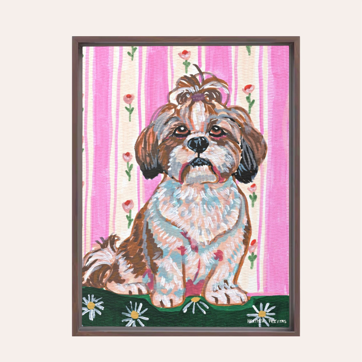 Shih Tzu Dog Framed Fine Art Canvas Print