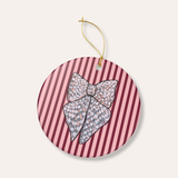 Silver Ribbon Ceramic Ornament