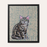 American Shorthair Cat Framed Fine Art Canvas Print