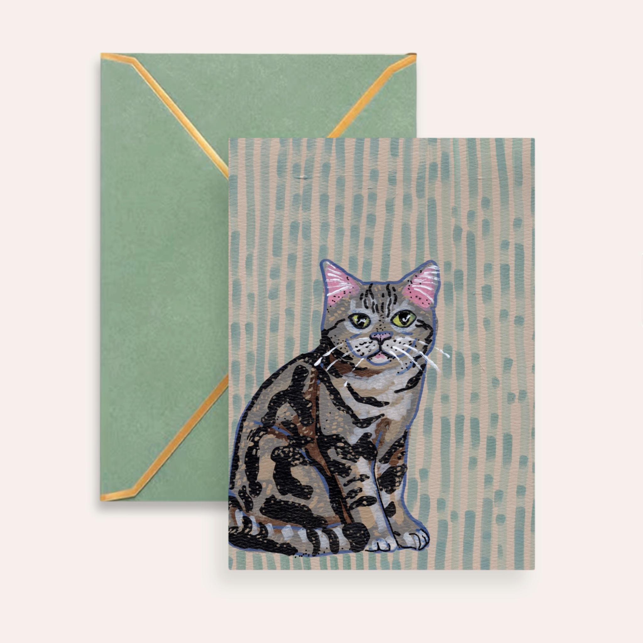 American Shorthair Cat Fine Art Greeting Card