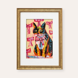 Calico Bow ( Framed Original Oil Pastel  )