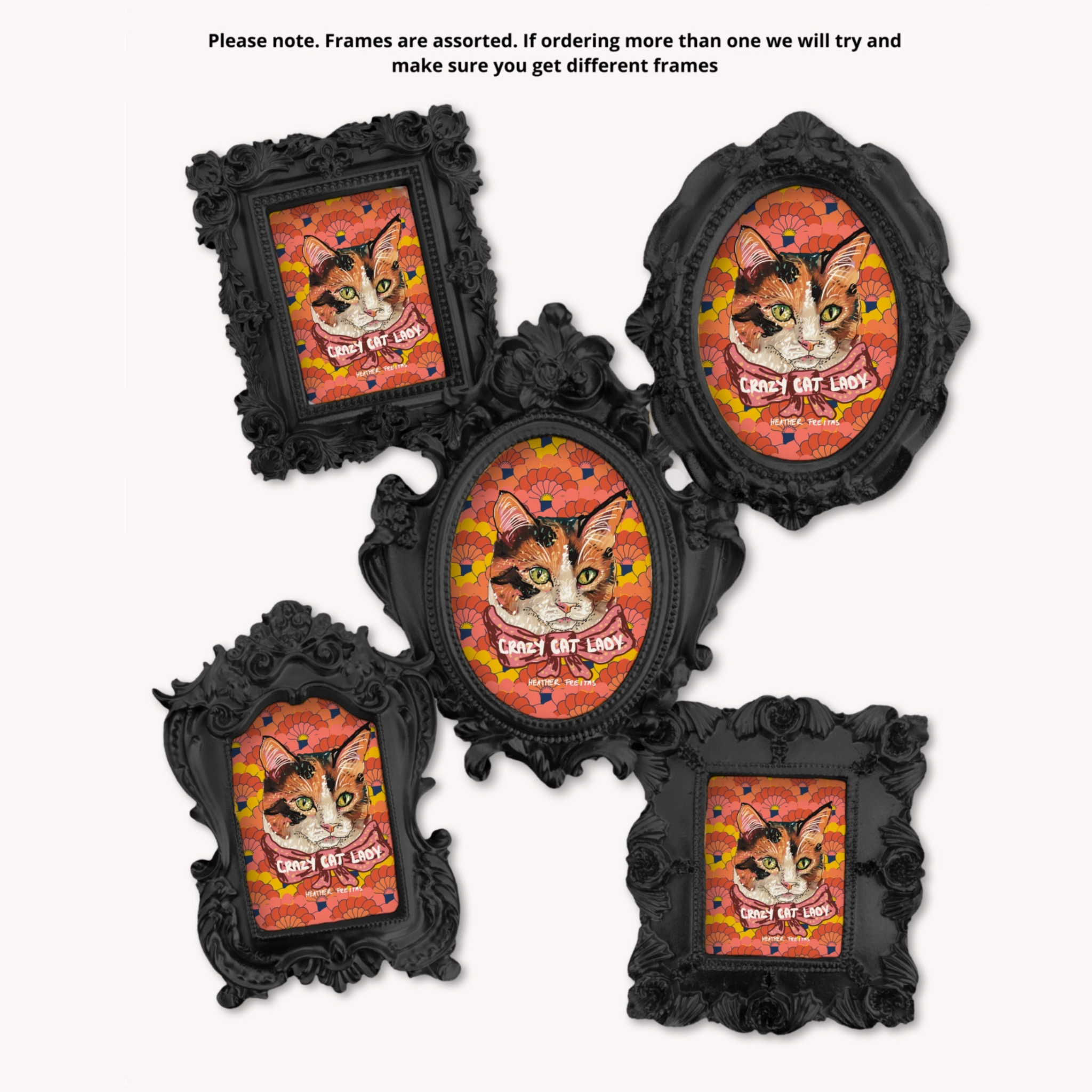 Crazy Cat Lady Print Framed Small Magnet