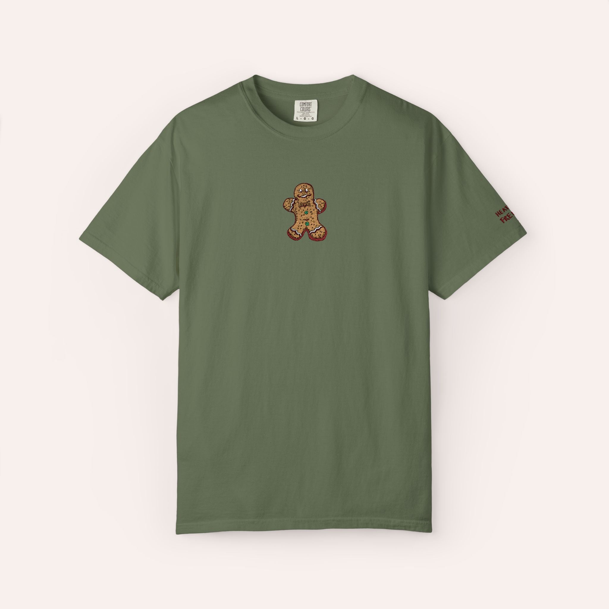 Gingerbread Man Embroidered Cotton Tee