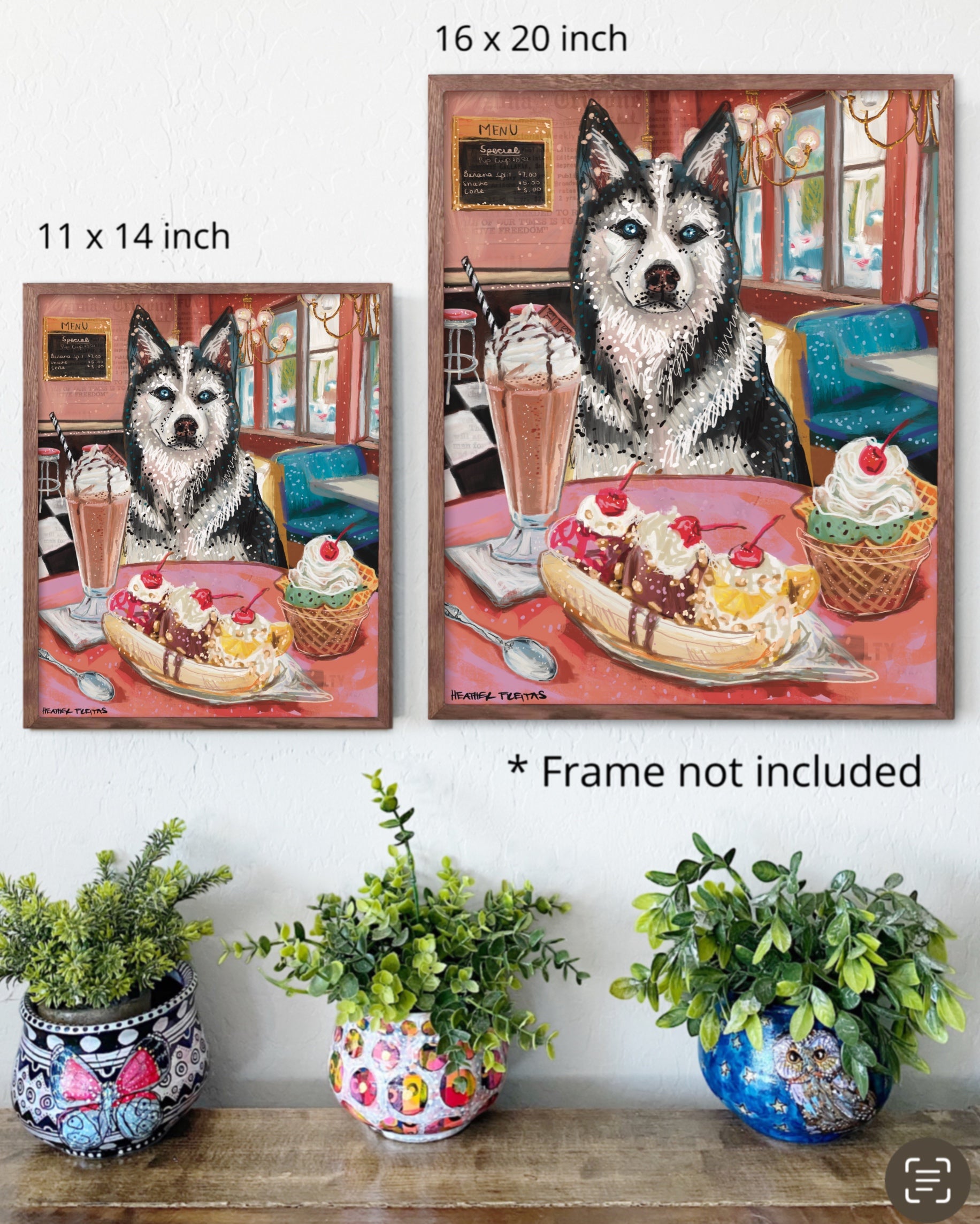 Husky - Build Your Own Dining Dog Paper Print