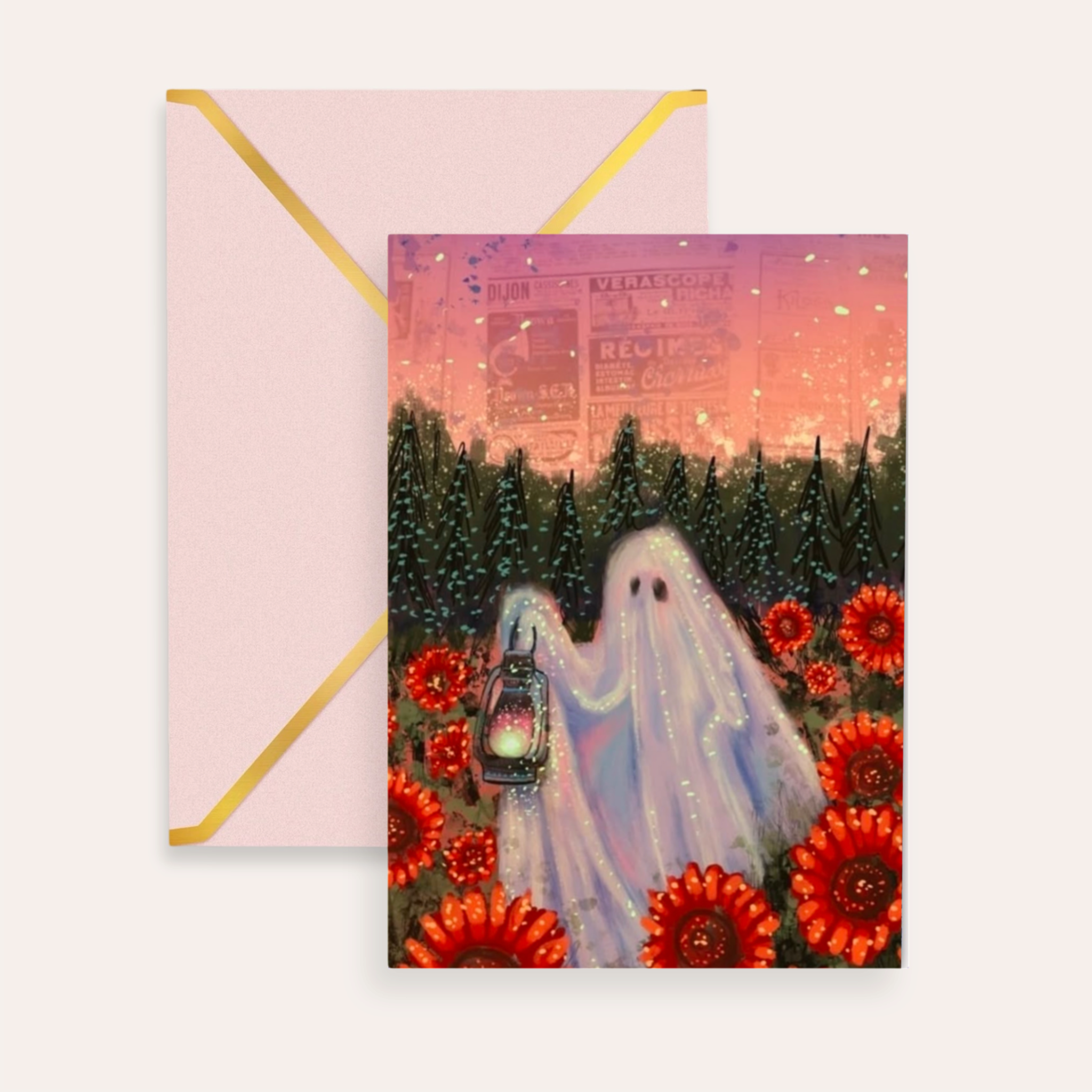 Twilight Sunflower Ghost Fine Art Greeting Card