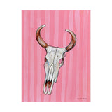 Pink Stripe Cow Skull Art Print