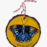 Golden Glow & Ocean Tides Butterfly - Hand Painted Ornament
