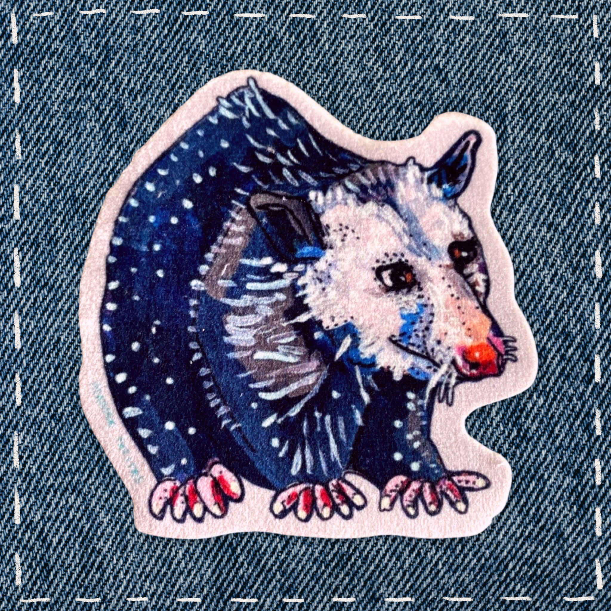 Opossum - Sew On Velveteen Patch