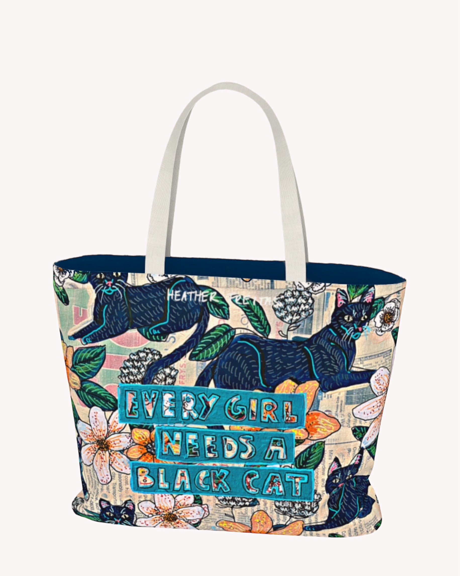 Every Girl Needs A Black Cat Oversized Tote