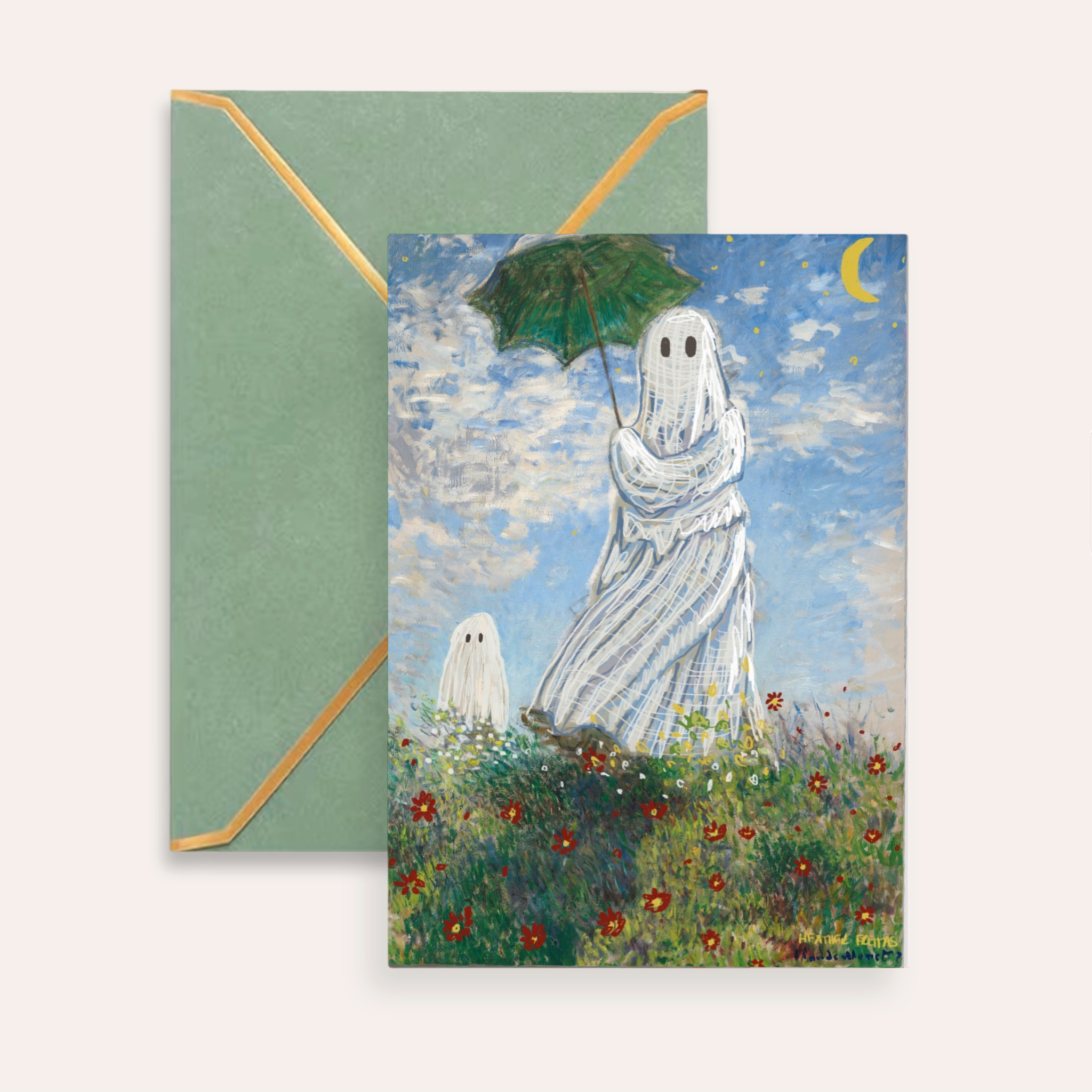 Madame Monet Halloween Remaster Fine Art Greeting Card
