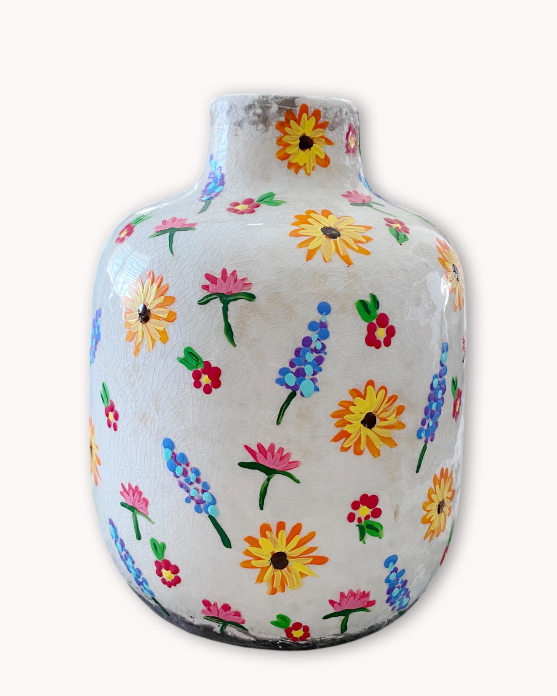 Field Of Flowers Sunflower Hand Painted Dry Vase