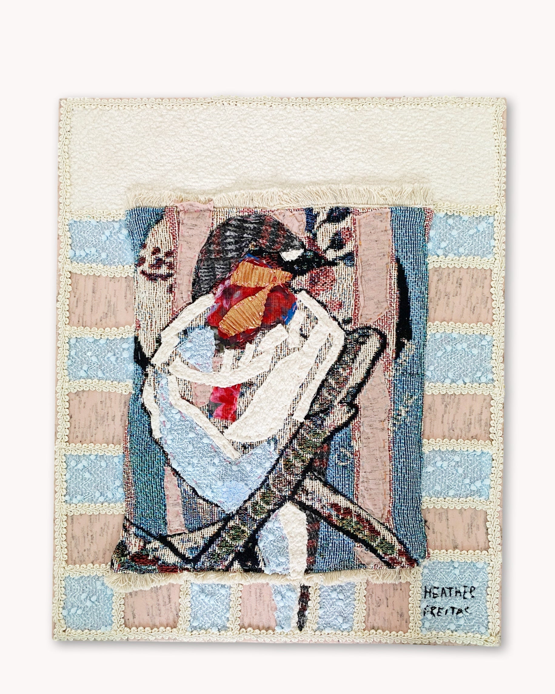 Cherry Bird Textile Painting