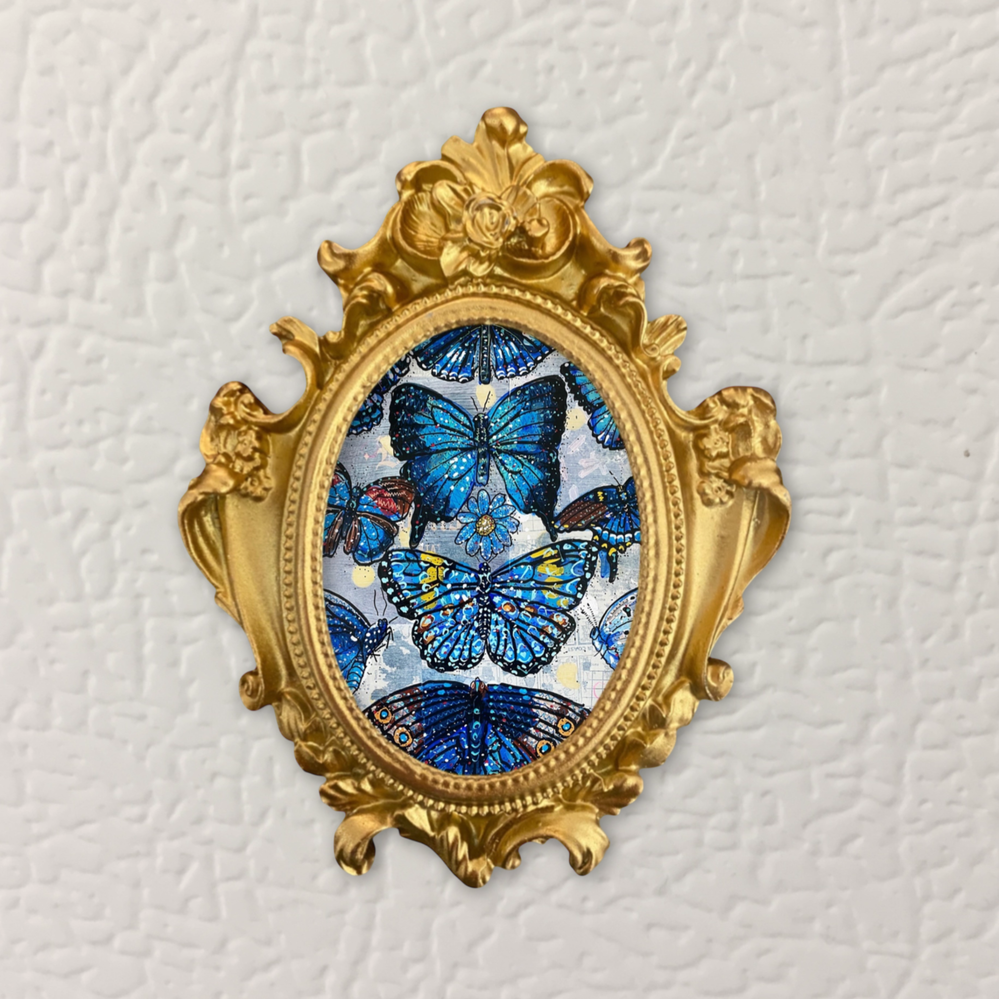 Blue Butterflies Framed Small Magnet