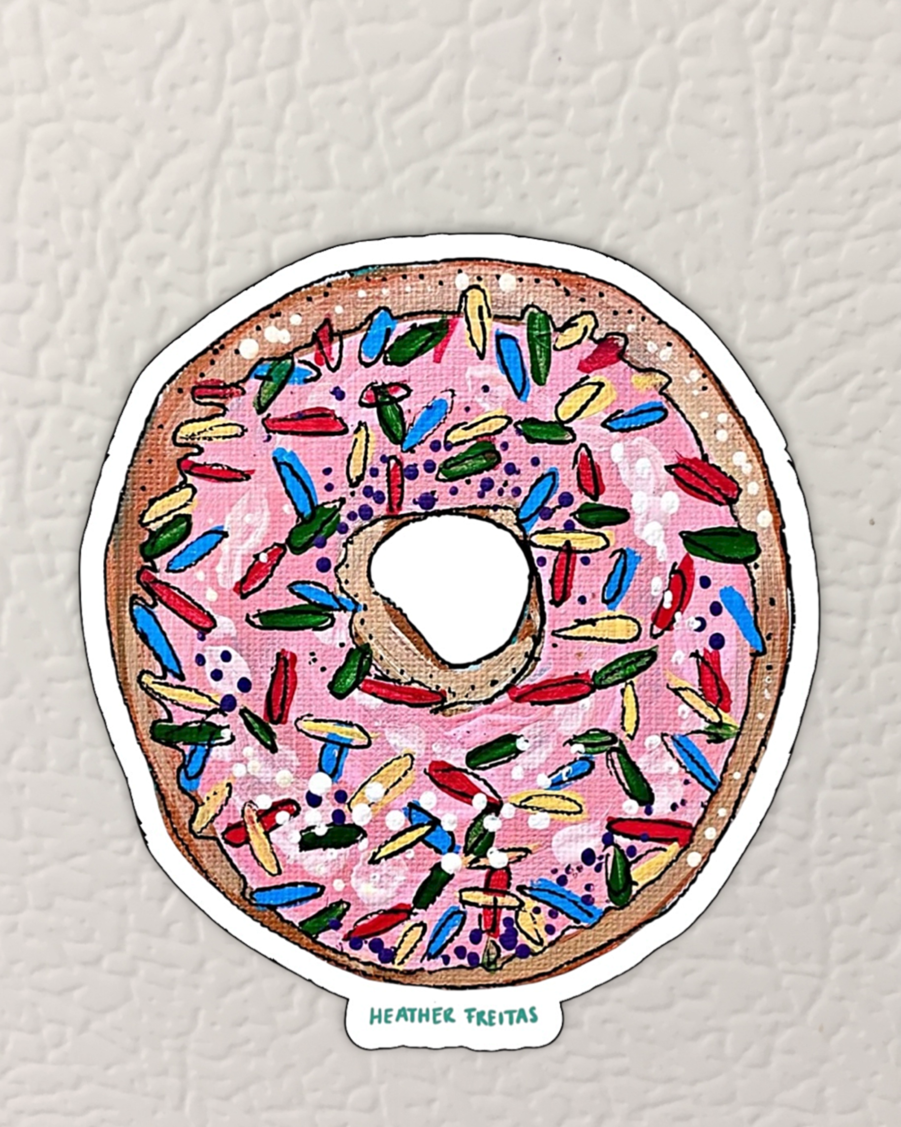 Pink Donut With Sprinkles Magnet ( Die-Cut )