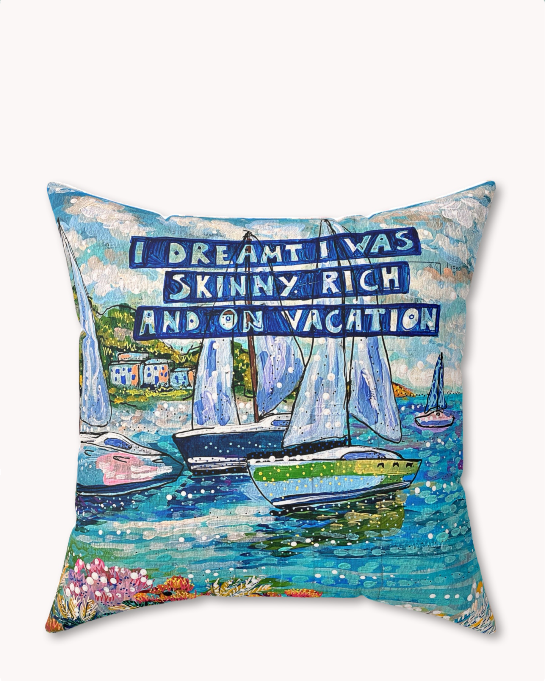 Skinny Rich & On Vacation Decorative Faux Suede Throw Pillow