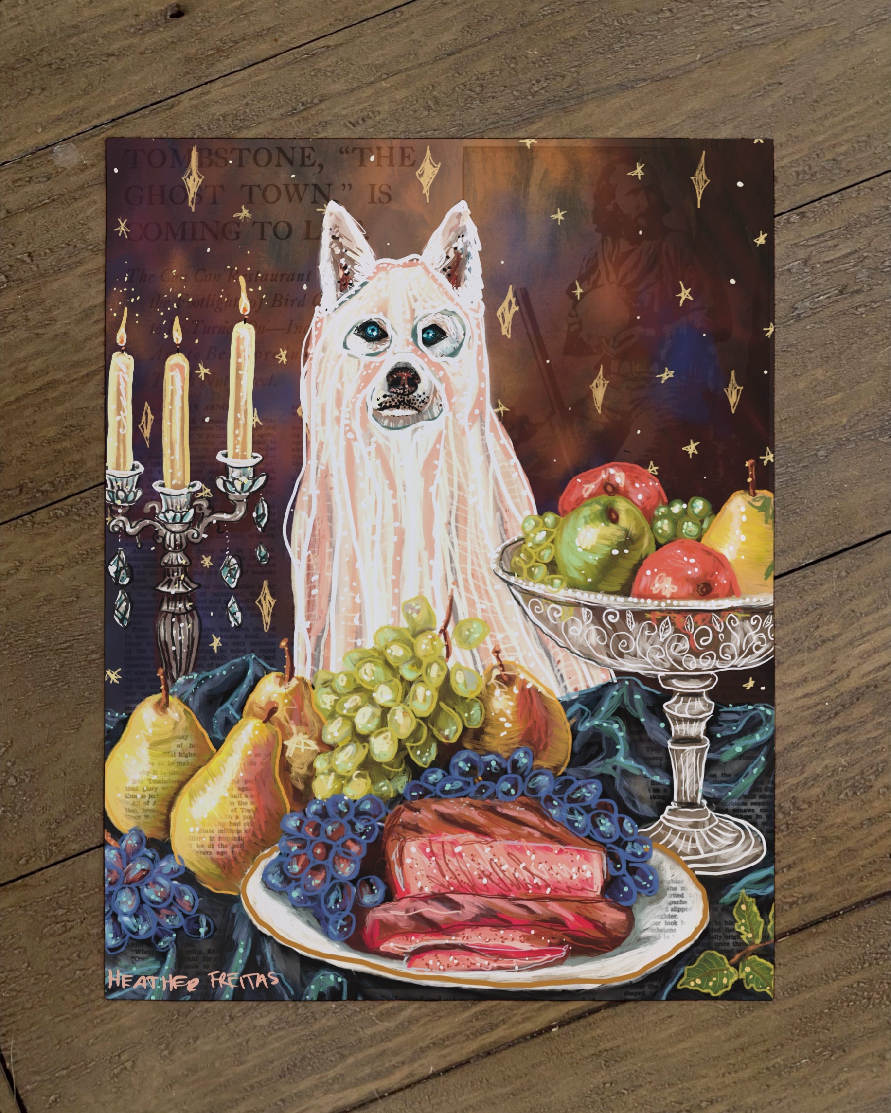 Husky - Build Your Own Dining Dog Paper Print
