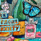 Made Of Glitter, Champagne & Anxiety ( Original Painting ) - Heather Freitas - fine art home deccor