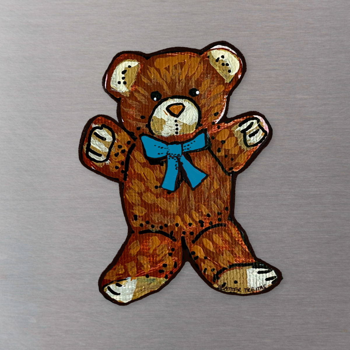 Teddy Bear With Blue Bow Magnet ( Die-Cut )