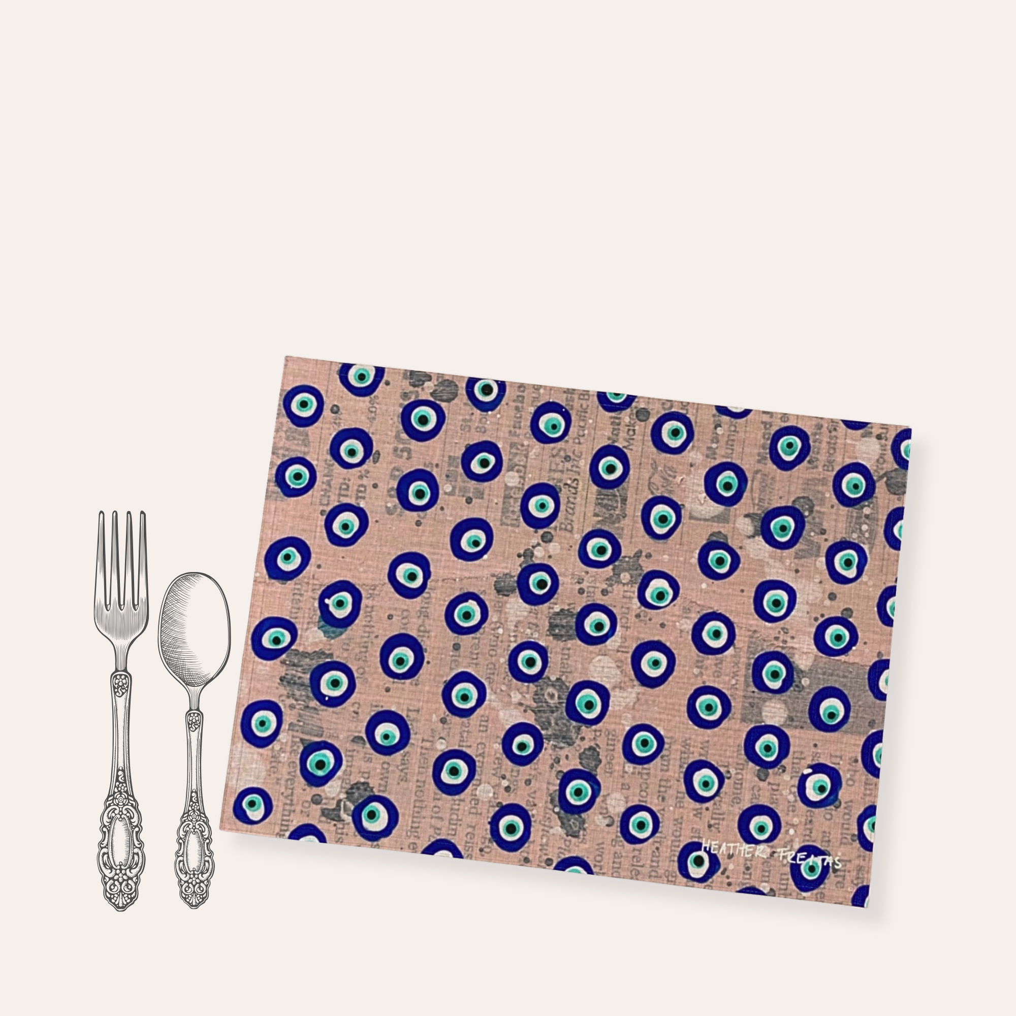 Dusty Pink Evil Eyes Placemat