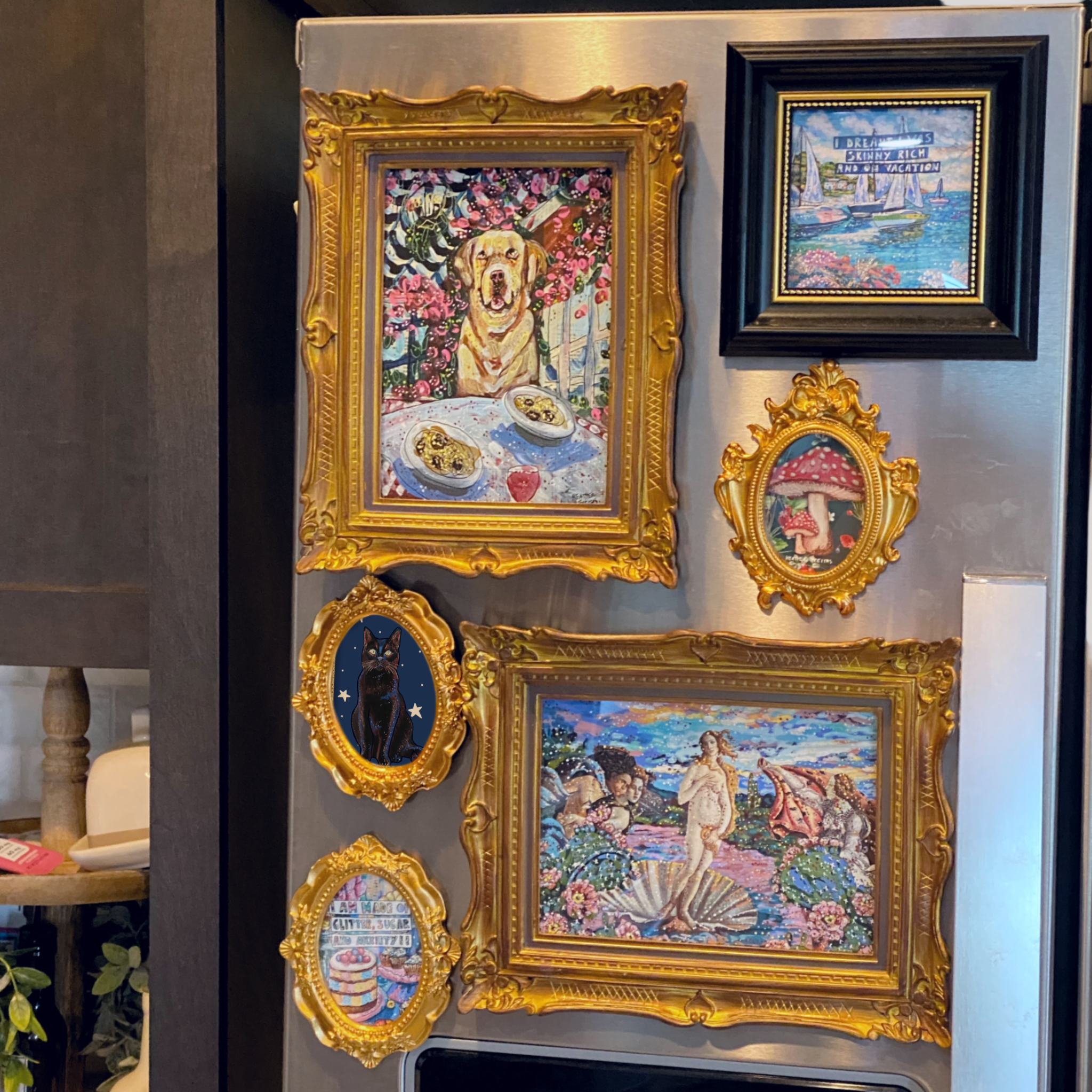 Black Cat Framed Small Magnet