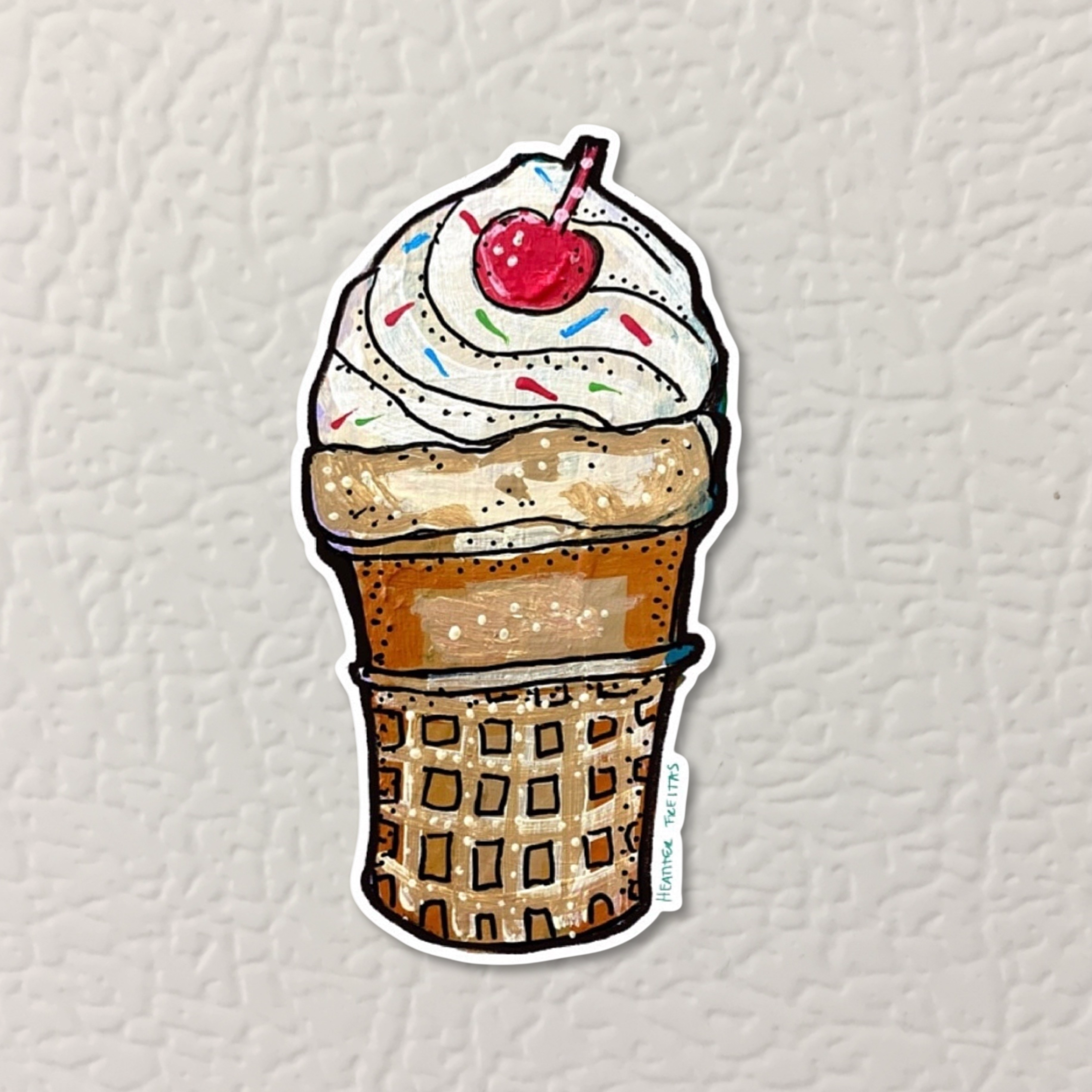 Vanilla Ice Cream Cone Magnet ( Die-Cut )