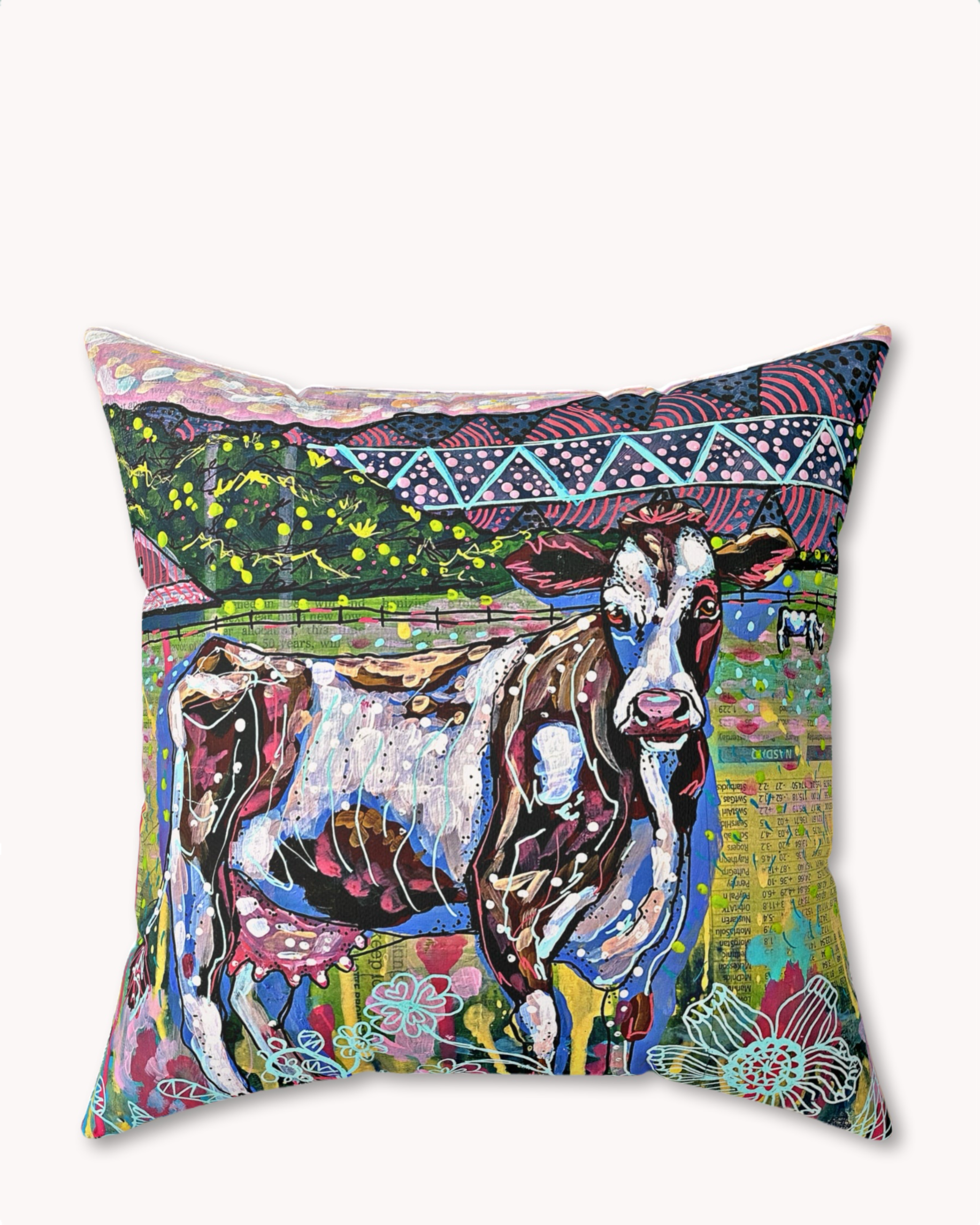 Cows On The Farm Decorative Faux Suede Throw Pillow
