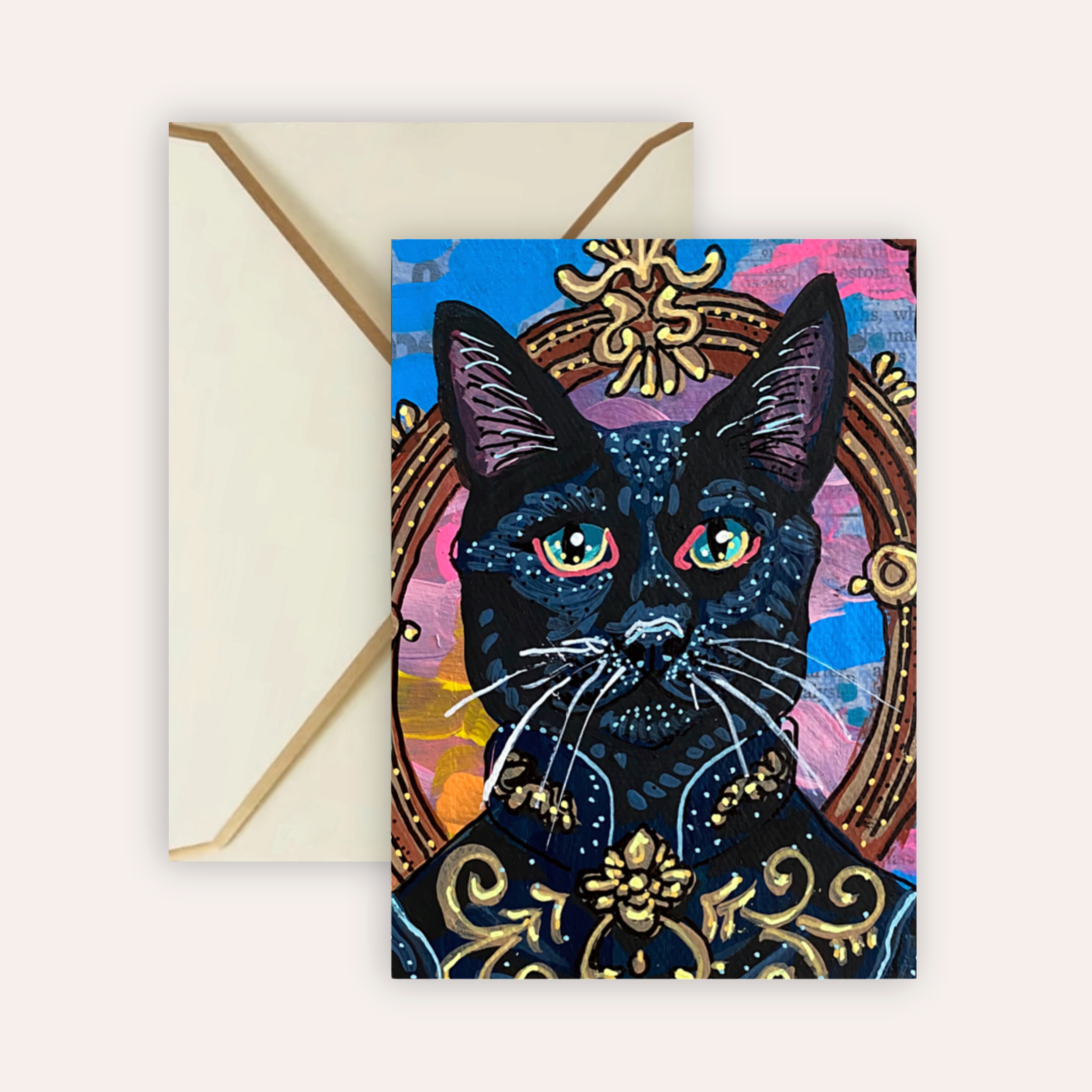 Royal Black Cat Fine Art Greeting Card