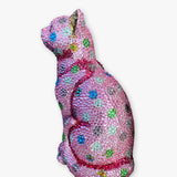 Pink Polka Dot Crystal Cat Sculpture
