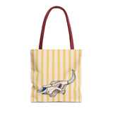 Yellow Striped Cow Skull Tote Bag