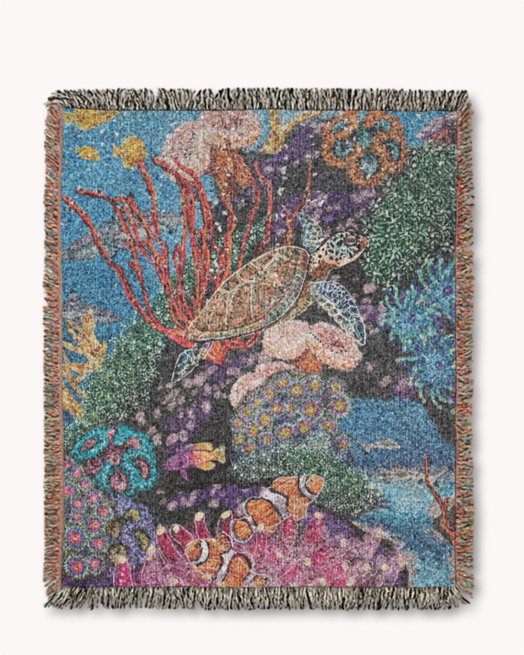 Turtle Reef Tides Woven Blanket Tapestry