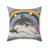 Dancing Dolphin Velveteen Throw Pillow
