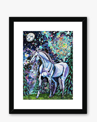 Spiral Galaxy Unicorn Framed & Mounted Print