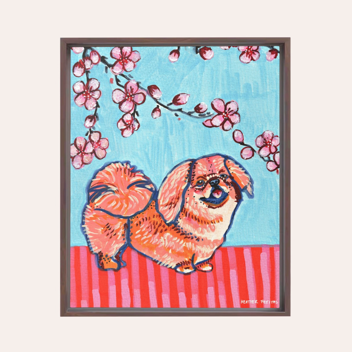 Pekingese Dog Framed Fine Art Canvas Print
