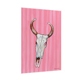 Pink Stripe Cow Skull Art Print