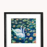 Two Swans ( Framed Original Oil Pastel Art )