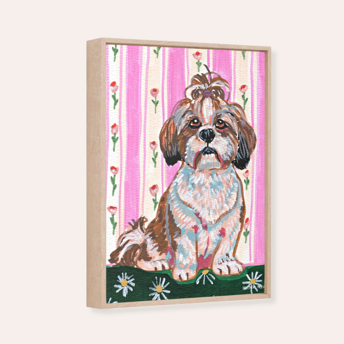 Shih Tzu Dog Framed Fine Art Canvas Print