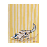 Yellow Stripe Cow Skull Art Print