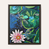 Dragonfly Lily Framed Fine Art Canvas Print
