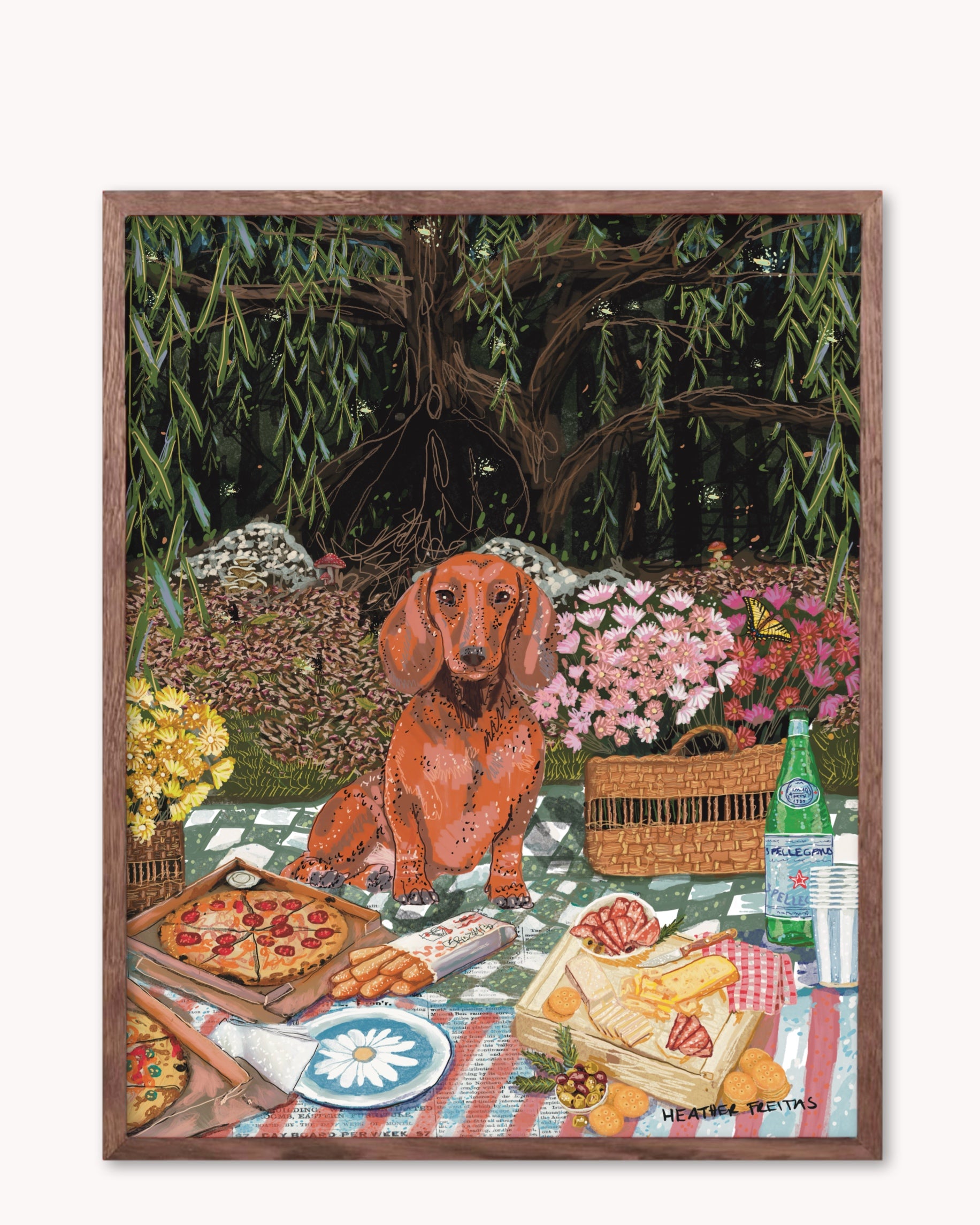 Build Your Own Dining Dog Art Print - Dachshund