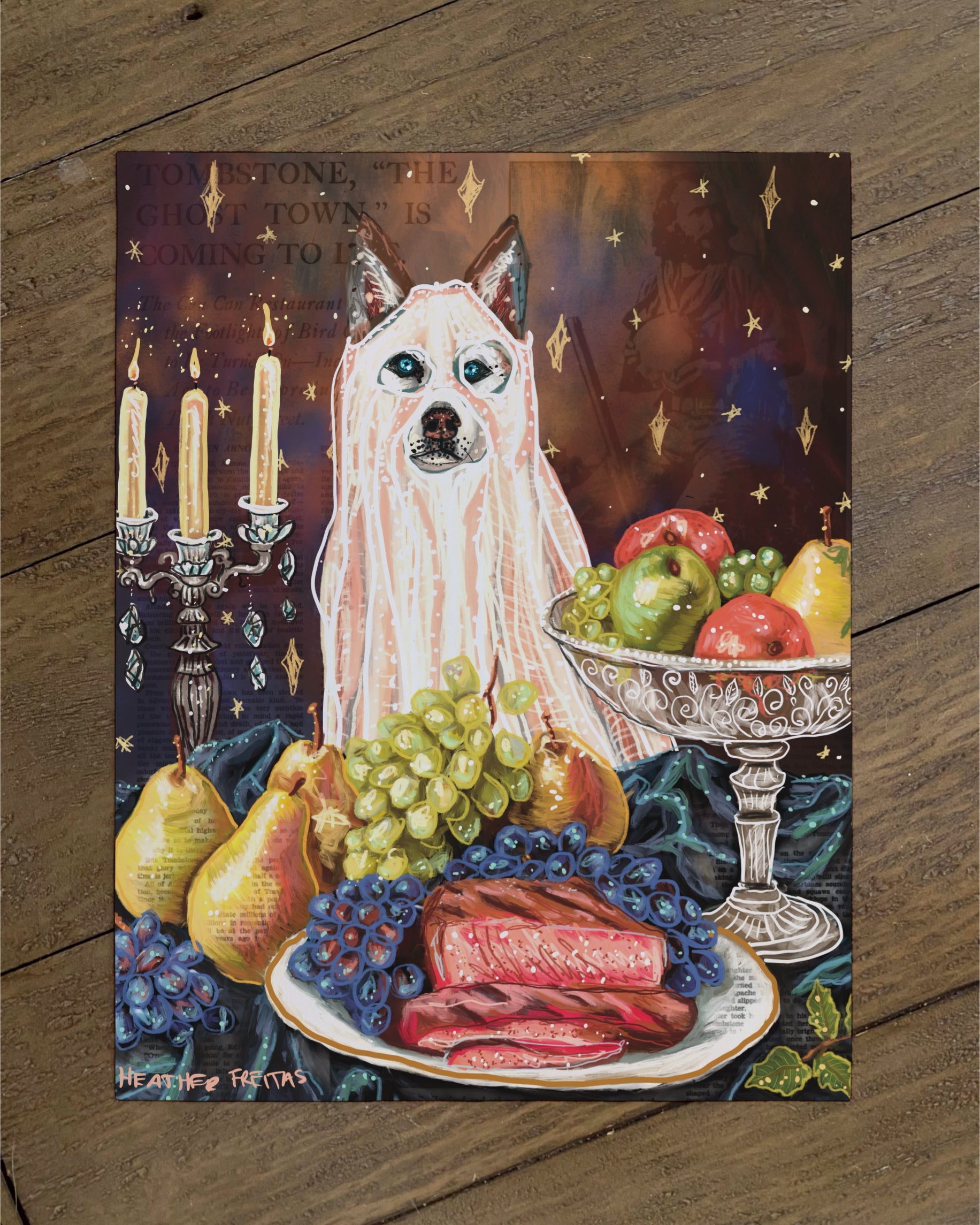 Husky - Build Your Own Dining Dog Paper Print