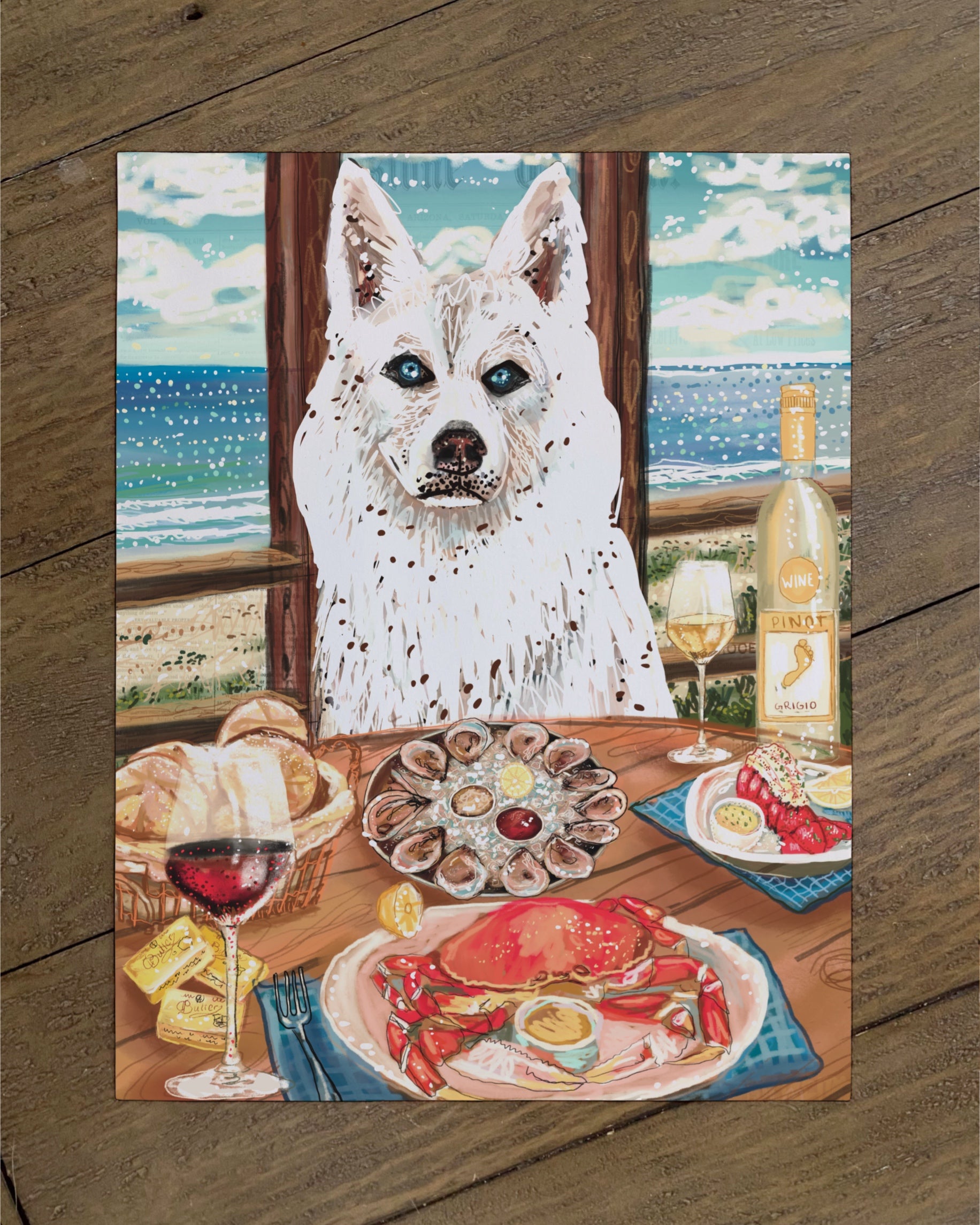 Husky - Build Your Own Dining Dog Paper Print