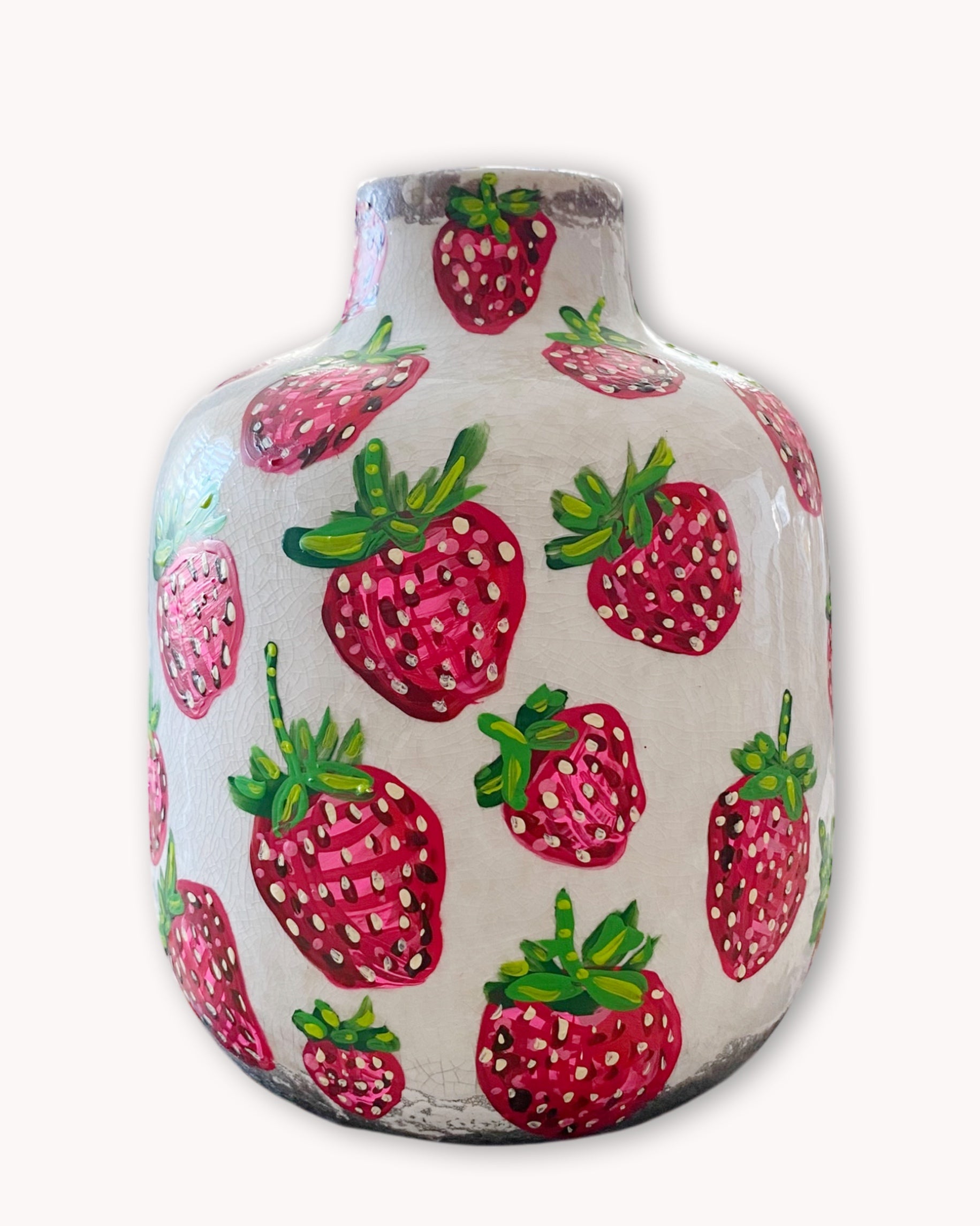 Strawberry Fields Hand Painted Dry Vase