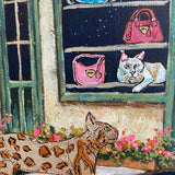 Crazy Cat Lady Club ( Original Painting - Painted Thrifted Painting )