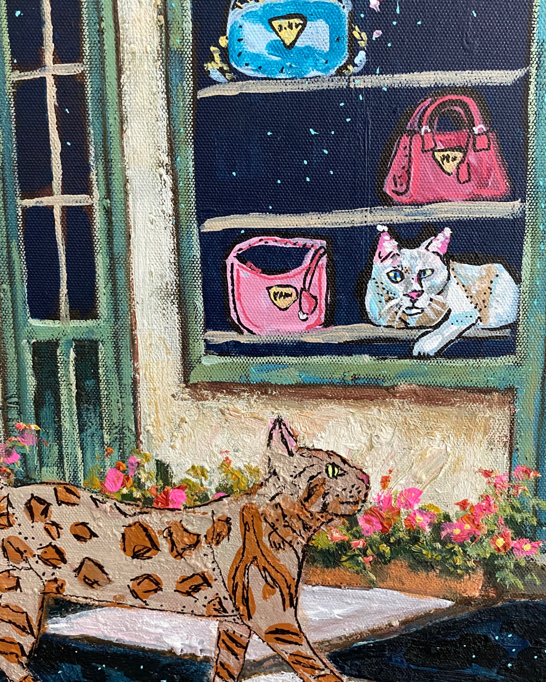 Crazy Cat Lady Club ( Original Painting - Painted Thrifted Painting )