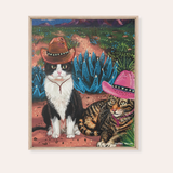 Cowboy Cats Framed Fine Art Canvas Print