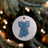 Blue Ribbon Ceramic Ornament