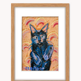 Rainbow Werewolf Cat ( Framed Original Oil Pastel Art )