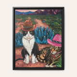 Cowboy Cats Framed Fine Art Canvas Print
